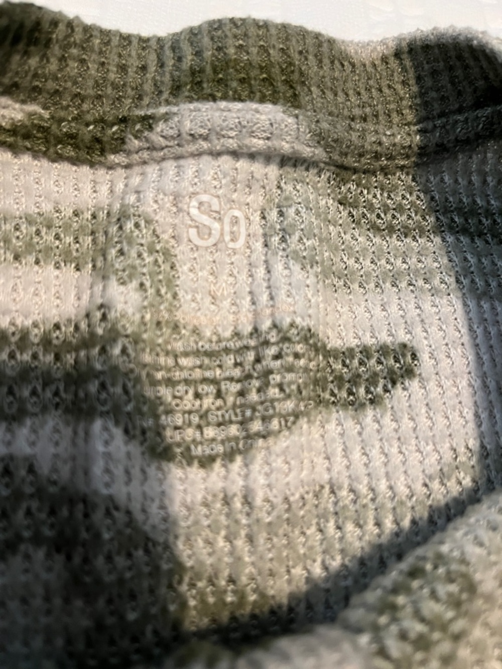 SO Girls Camo Waffle Knit Pullover Sweater in Green and Cream - Picture 2 of 4